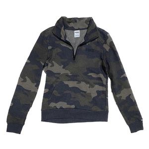 VS PINK Fleece Half-Zip Pullover - Camouflage